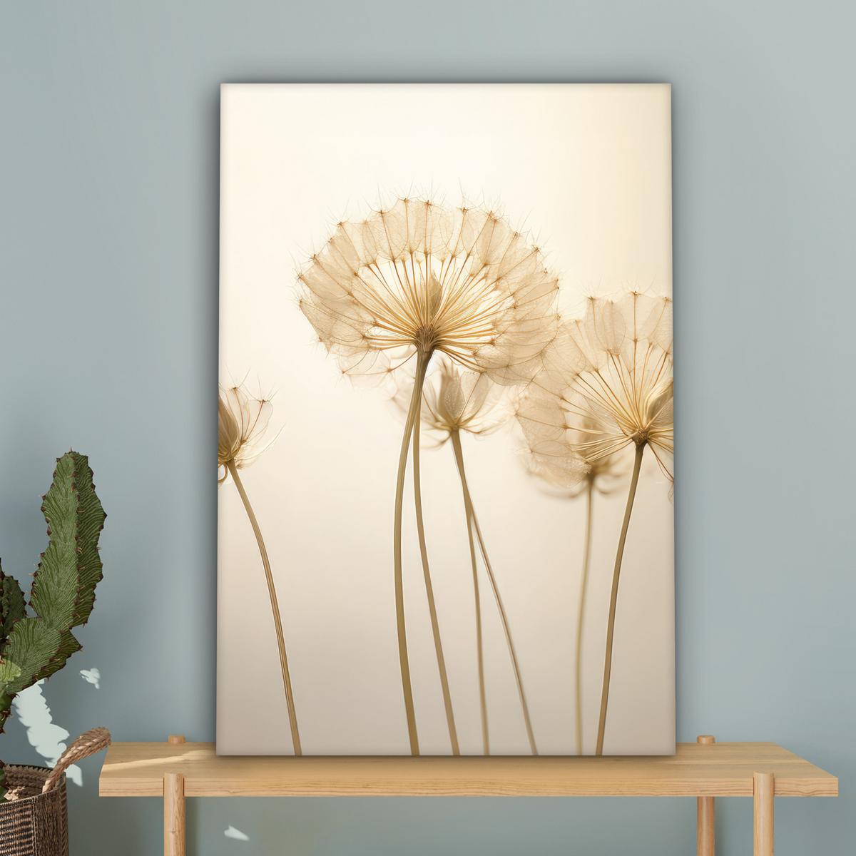LEINWANDBILD Sonnenlicht - Löwenzahn - Botanisch - Blumen Wanddeko 40x60 cm - Creme, Textil (40/60cm) - MuchoWow