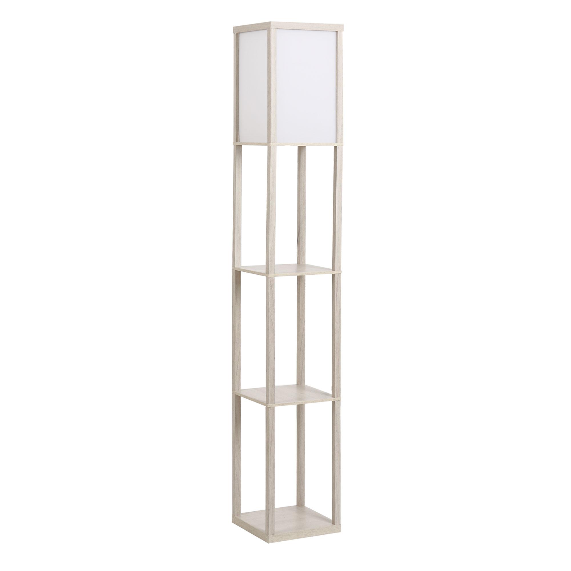 STEHLEUCHTE Beleuchtung mit 3 Regalen E27 bis 40W E1-MDF Eiche+Weiß - Eichefarben, Textil (26/26/160cm) - HOMCOM