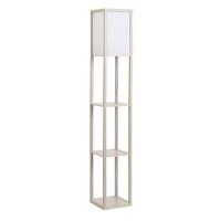 STEHLEUCHTE Beleuchtung mit 3 Regalen E27 bis 40W E1-MDF Eiche+Weiß - Eichefarben, Textil (26/26/160cm) - HOMCOM