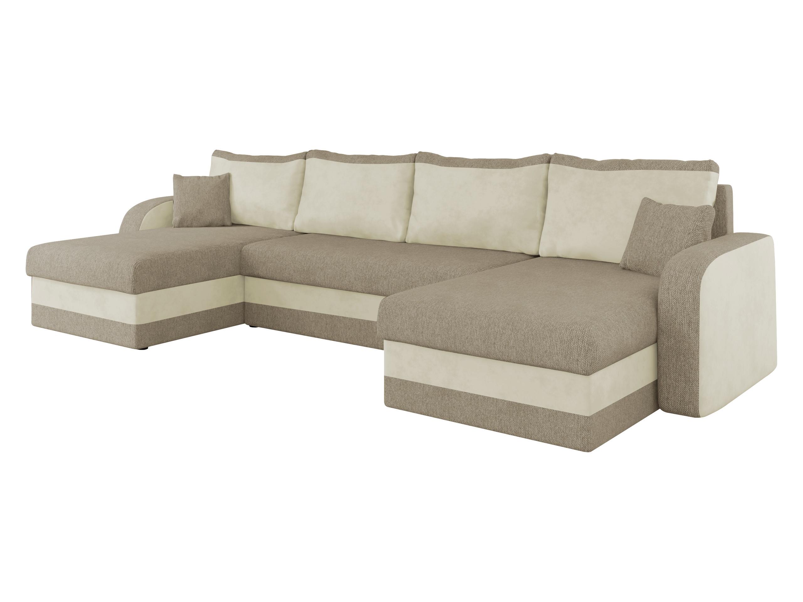 ECKSOFA Kris U Lux - Beige/Schwarz, Holz/Kunststoff (304/140cm) - MIRJAN24