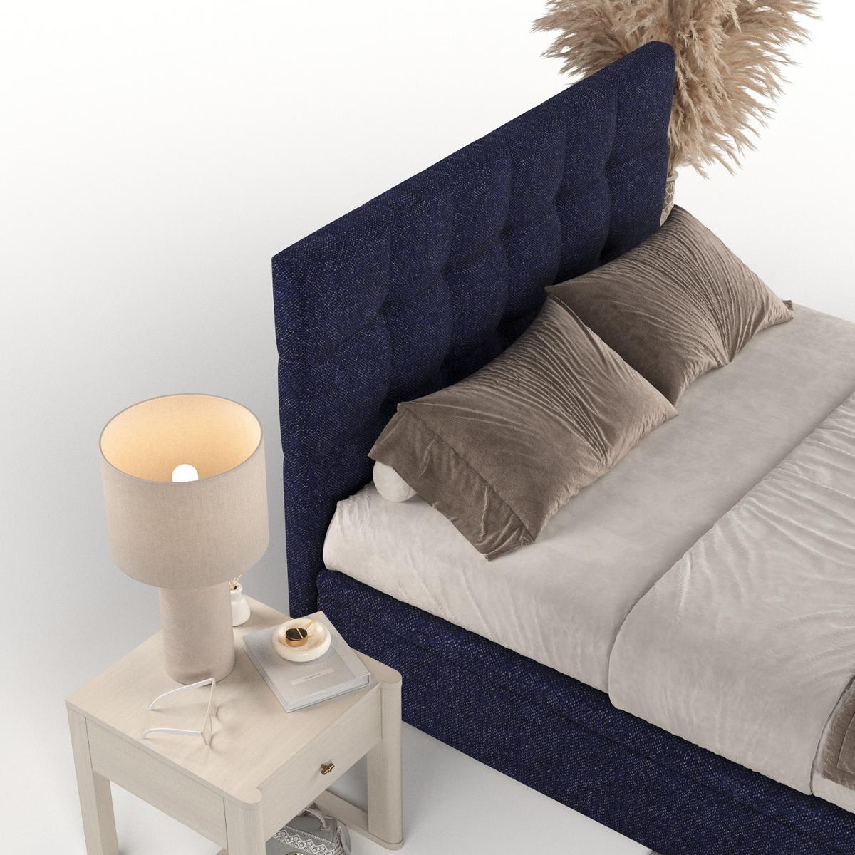 POLSTERBETT Guam mit Stauraum 120/200 cm Marineblau im Alta Stoff - Schwarz/Dunkelblau, Holz/Holzwerkstoff (120/200cm) - AltaBeds