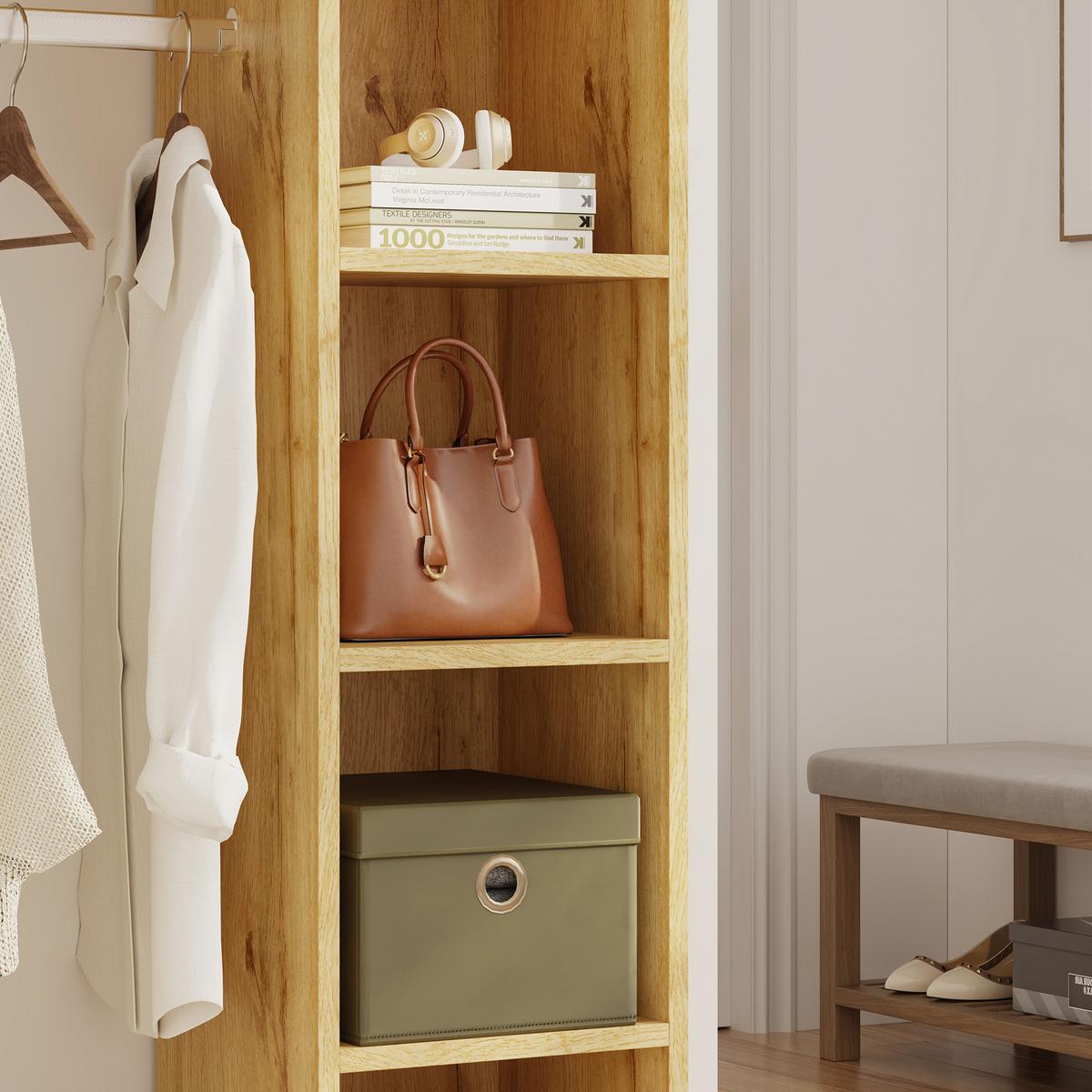 KLEIDERSCHRANK Nesbyen - Eichefarben, Holzwerkstoff/Kunststoff (90/126/30cm) - [en.casa]