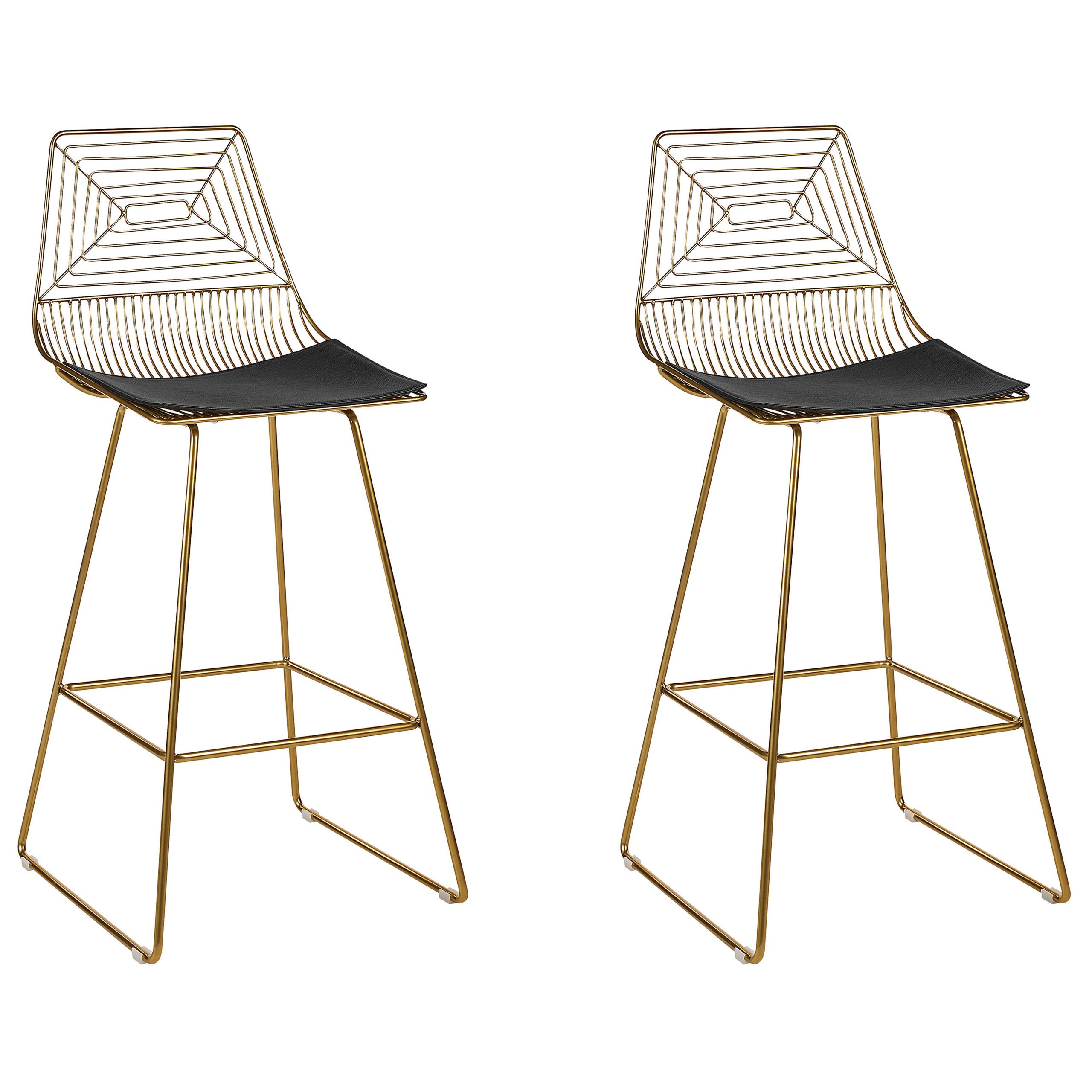 BARSTUHL 2er-Set Metall Gold Bisbee - Goldfarben, Textil/Metall (50/110/49cm) - Beliani