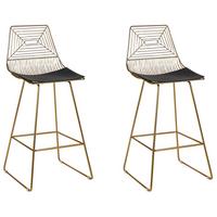 BARSTUHL 2er-Set Metall Gold Bisbee - Goldfarben, Textil/Metall (50/110/49cm) - Beliani