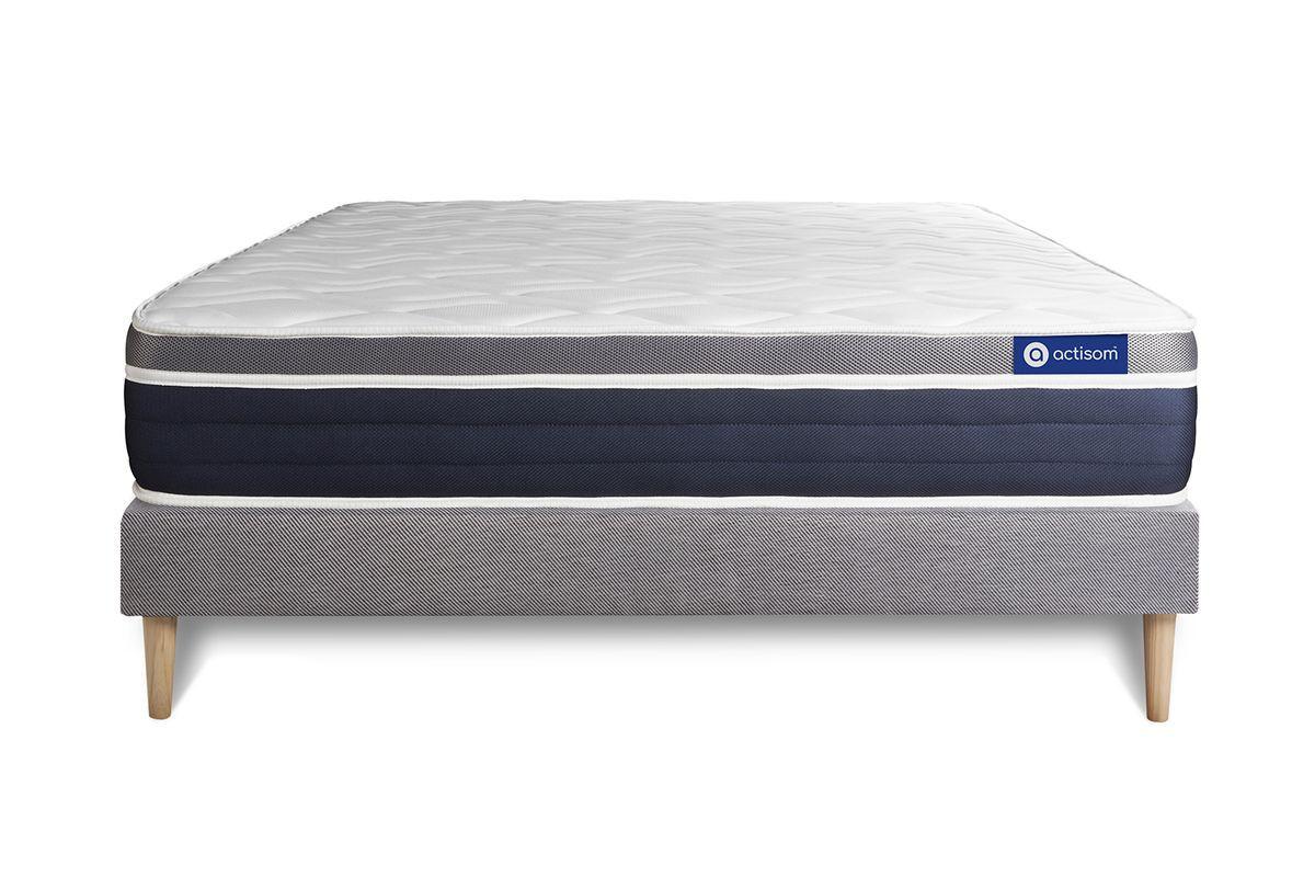BETT Actimemo confort Memory-Schaum 120 x 190 cm h2 - Kit Bettgestell Grau - Beige/Grau, Karton/Holz (120/190cm) - ACTISOM