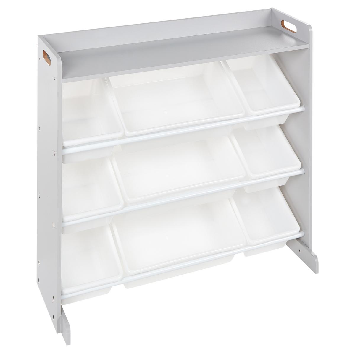 REGAL mit 9 Aufbewahrungsboxen 78 cm Grau Collie - Dunkelgrau/Weiß, Holzwerkstoff (86/78/39cm) - Beliani