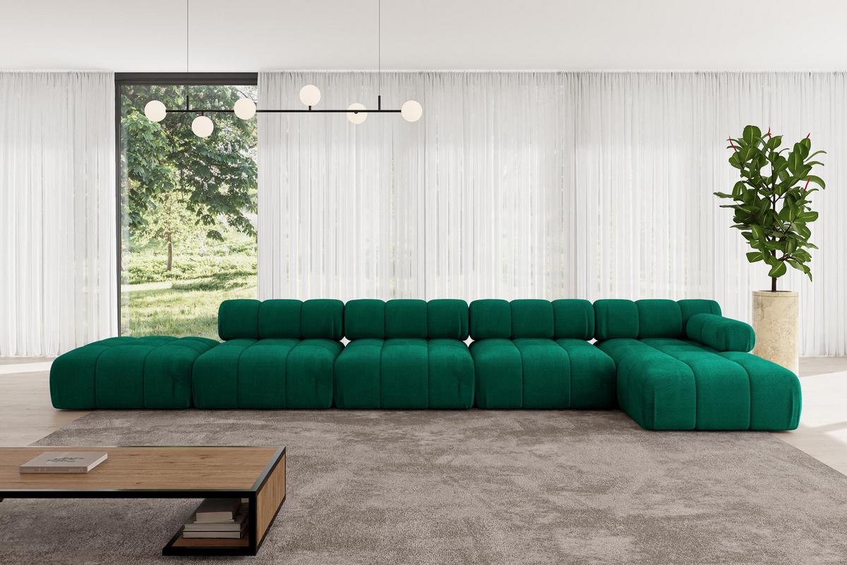 ECKSOFA modulares Sofa Lizur-L3 - 475x160x70 cm Dunkelgrün Velours - Dunkelgrün, Holzwerkstoff/Textil (475/160cm) - ALTDECOR