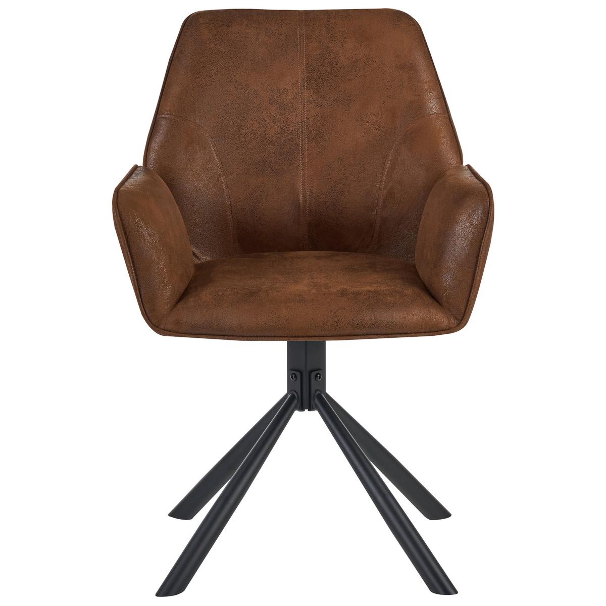 ESSZIMMERSTUHL 2er-Set drehbar Kunstwildleder Braun Warner - Braun, Textil (63/94/58cm) - Beliani