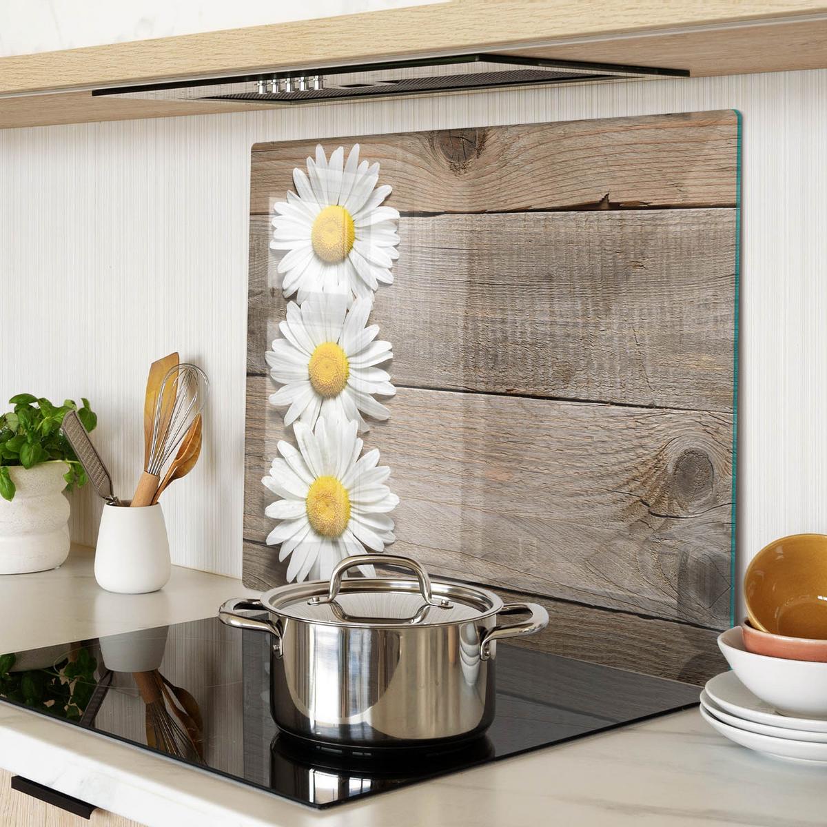 GLASPLATTE 60x52 cm Gänseblümchenholz - Braun, Glas (60/0.4/52cm) - TULUP