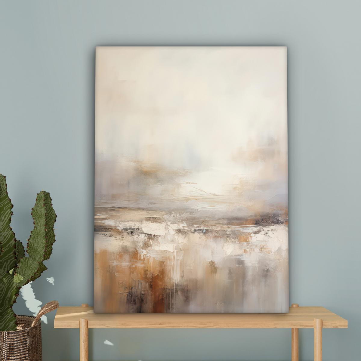 LEINWANDBILD Kunst - Industriell - Grau - Braun - Abstrakt Wandbild Wohnzimmer 60x80 cm - Sandfarben, Textil (60/80cm) - MuchoWow
