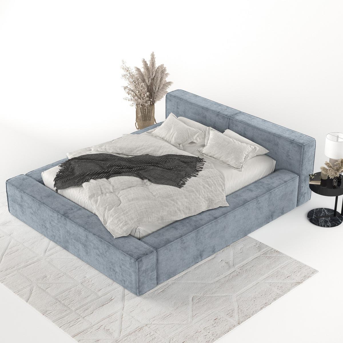 POLSTERBETT Casto mit Stauraum 160/200 cm Hellblau im Bonita Stoff - Schwarz/Naturfarben, Holz/Holzwerkstoff (160/200cm) - AltaBeds