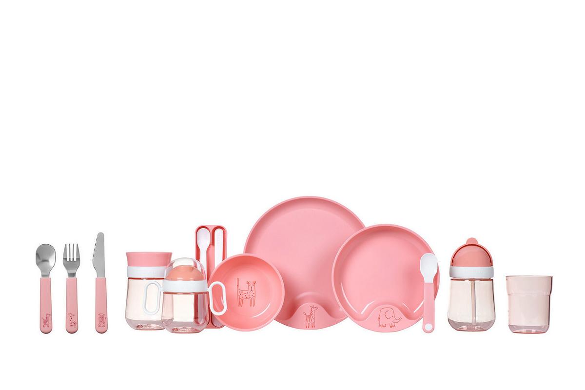 LERNTELLER MIT LERNLÖFFEL Mio deep pink ø 17,6 cm - Pink, Kunststoff (17.6/3.5/17.6cm) - Mepal