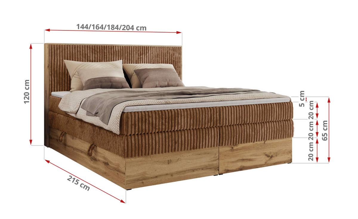 BOXBETT WOOD CLASSIC KING 160/200 - Orange Cord - H3 - Orange, Textil (160/200cm) - MKS
