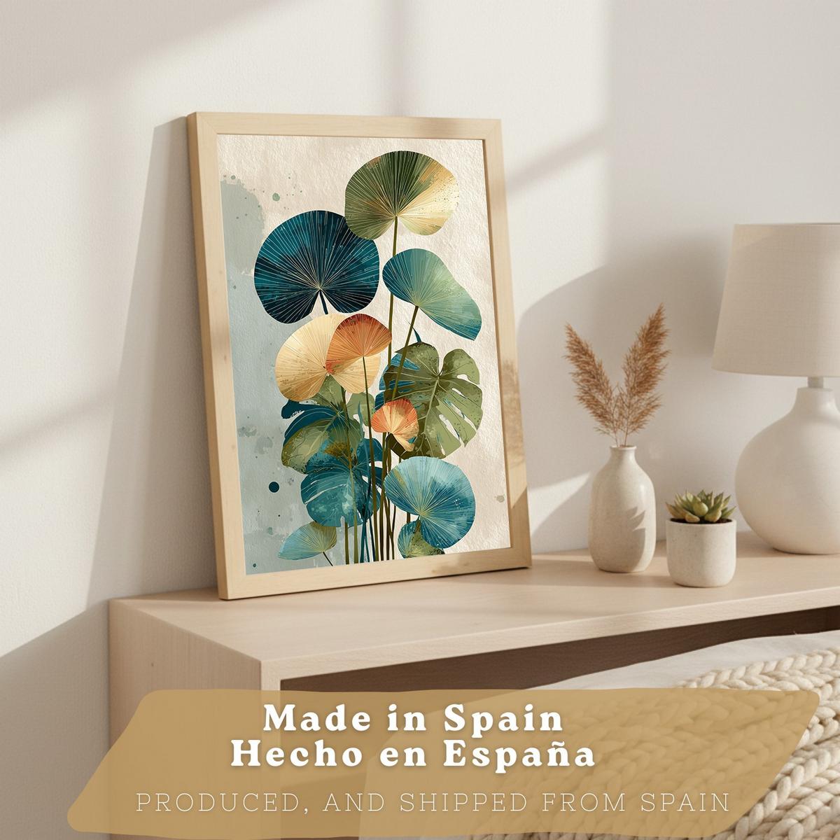 POSTER 3er-Set Wandbilder Pflanzen modern Wohnzimmer Deko, Schlafzimmer, Küche, Badezimmer Leichter Holzrahmen A3 - Beige, Papier (29.7/1/42cm) - Nacnic