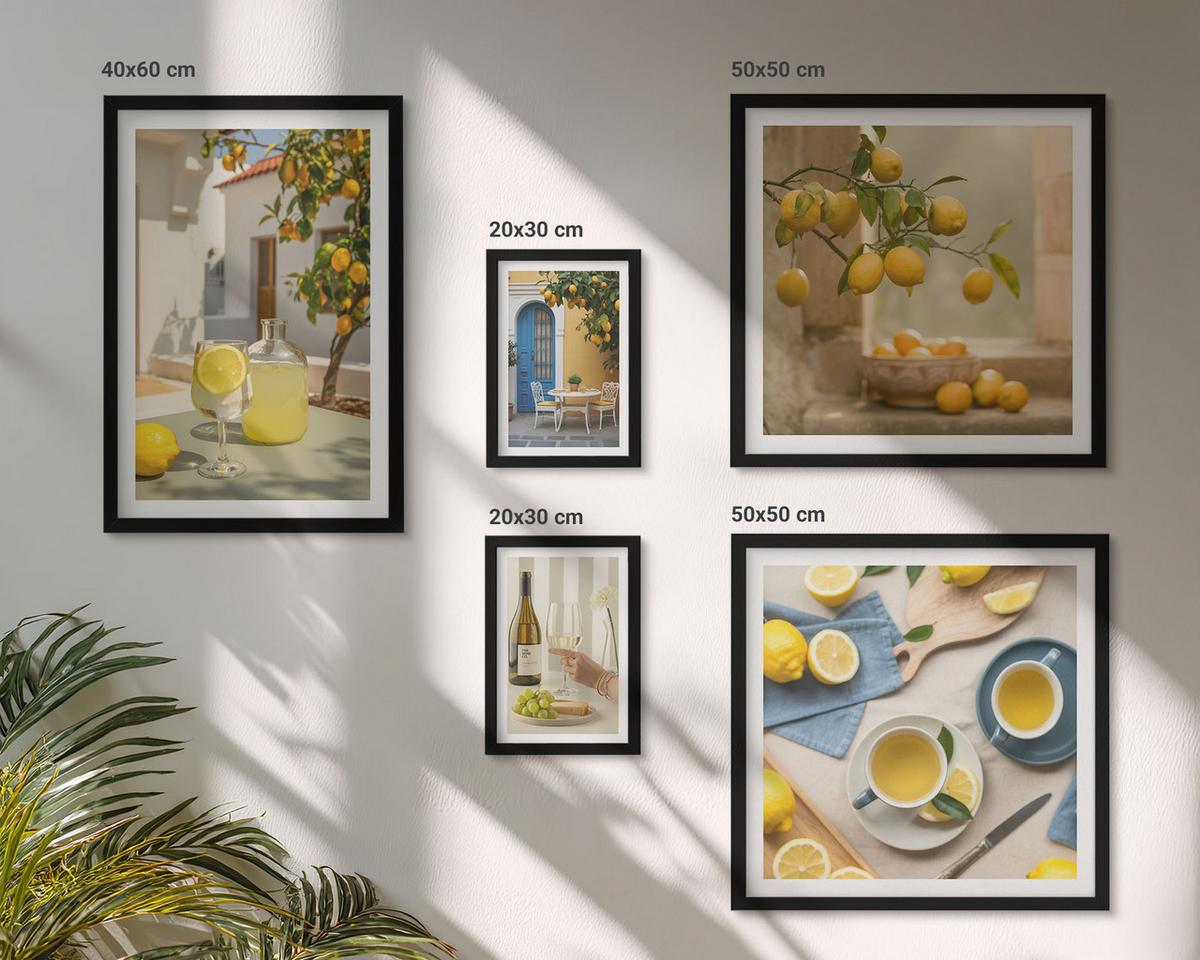 BILDER SET 5er Set - 50x50 cm & 20x30 cm & 40x60 cm Schwarzer Rahmen - Patio Sun Limonade - Schwarz, Kunststoff (40/60cm) - TULUP