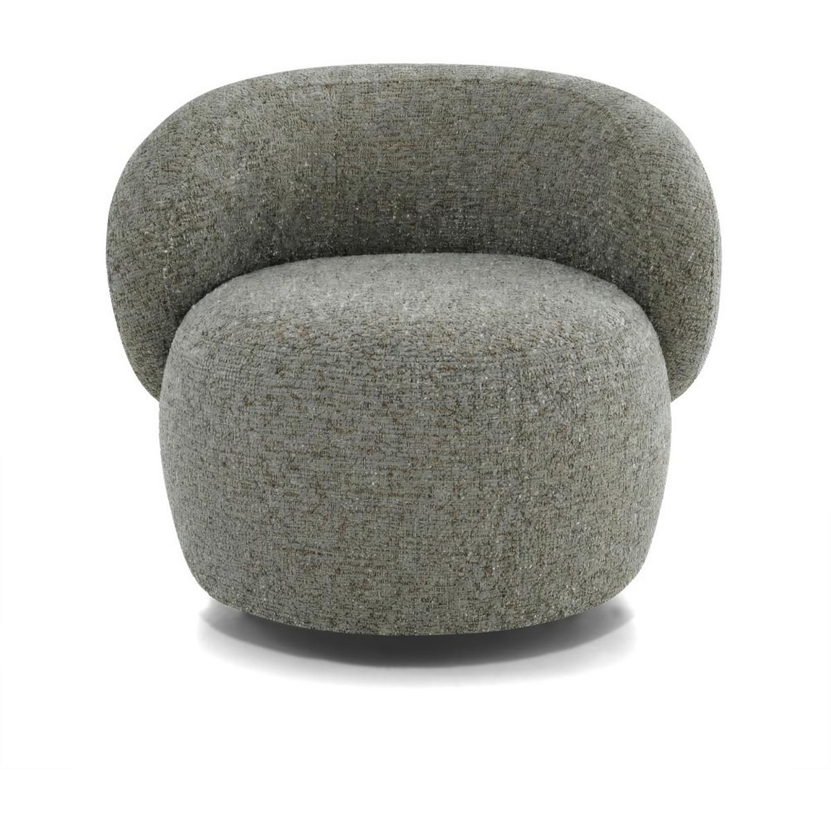 SESSEL Mao, Drehsessel mit runder Form, Hellgrau, Chenille-Stoff - Hellgrau, Textil (99/82/91cm) - Beautysofa