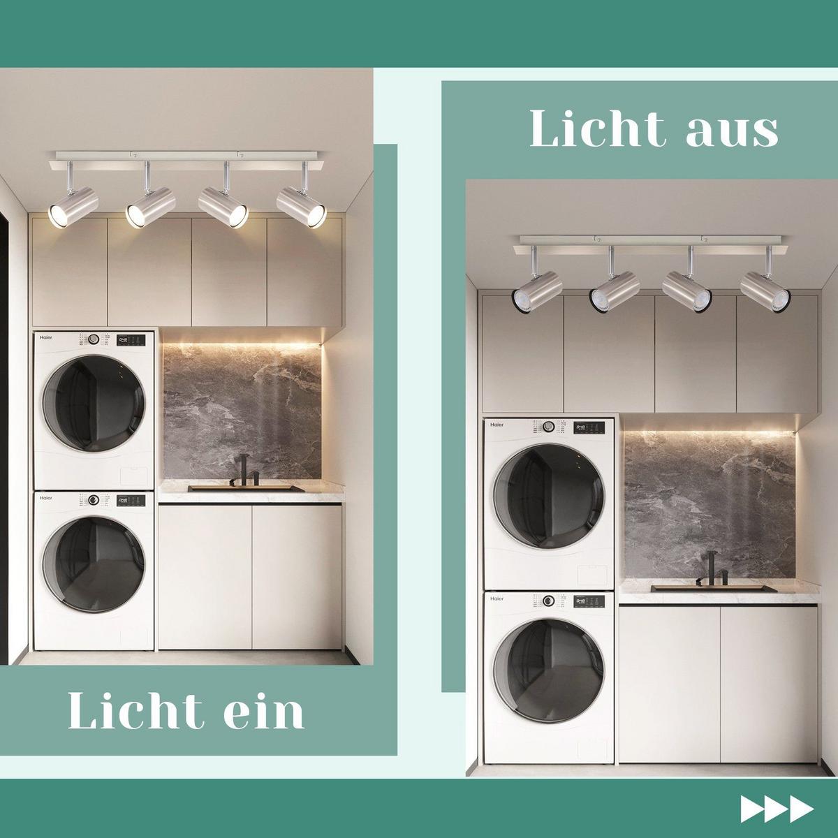 DECKENSTRAHLER Ingrid 4-flammig 62/6/17 cm - Silberfarben, Metall (62/6/17cm) - Nettlife