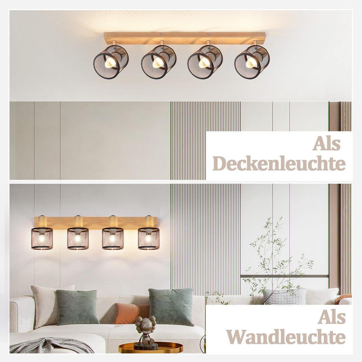 DECKENSTRAHLER Gisela 4-flammig 60/10/14 cm - Schwarz, Metall (60/10/14cm) - Nettlife