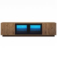TV-SCHRANK Naturholz & Schwarz 180cm mit 4 Türen & App-LED für 75 Zoll - Naturfarben, Holzwerkstoff (180/45/40cm) - Urban Meuble