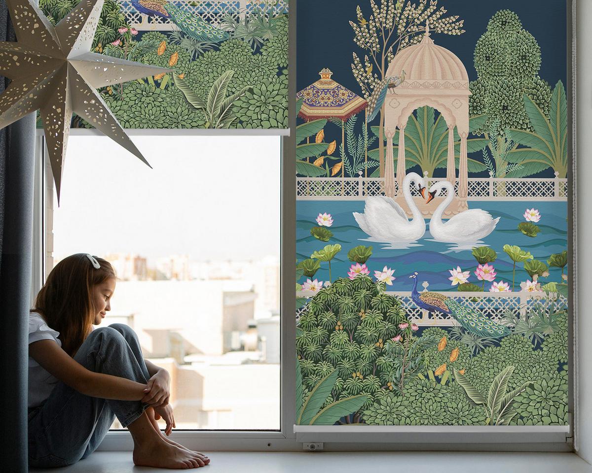 INNENROLLO - Fensterrollo - Rollo - 60x40 cm - Garten - Dunkelblau, Kunststoff (60/140/0.5cm) - TULUP