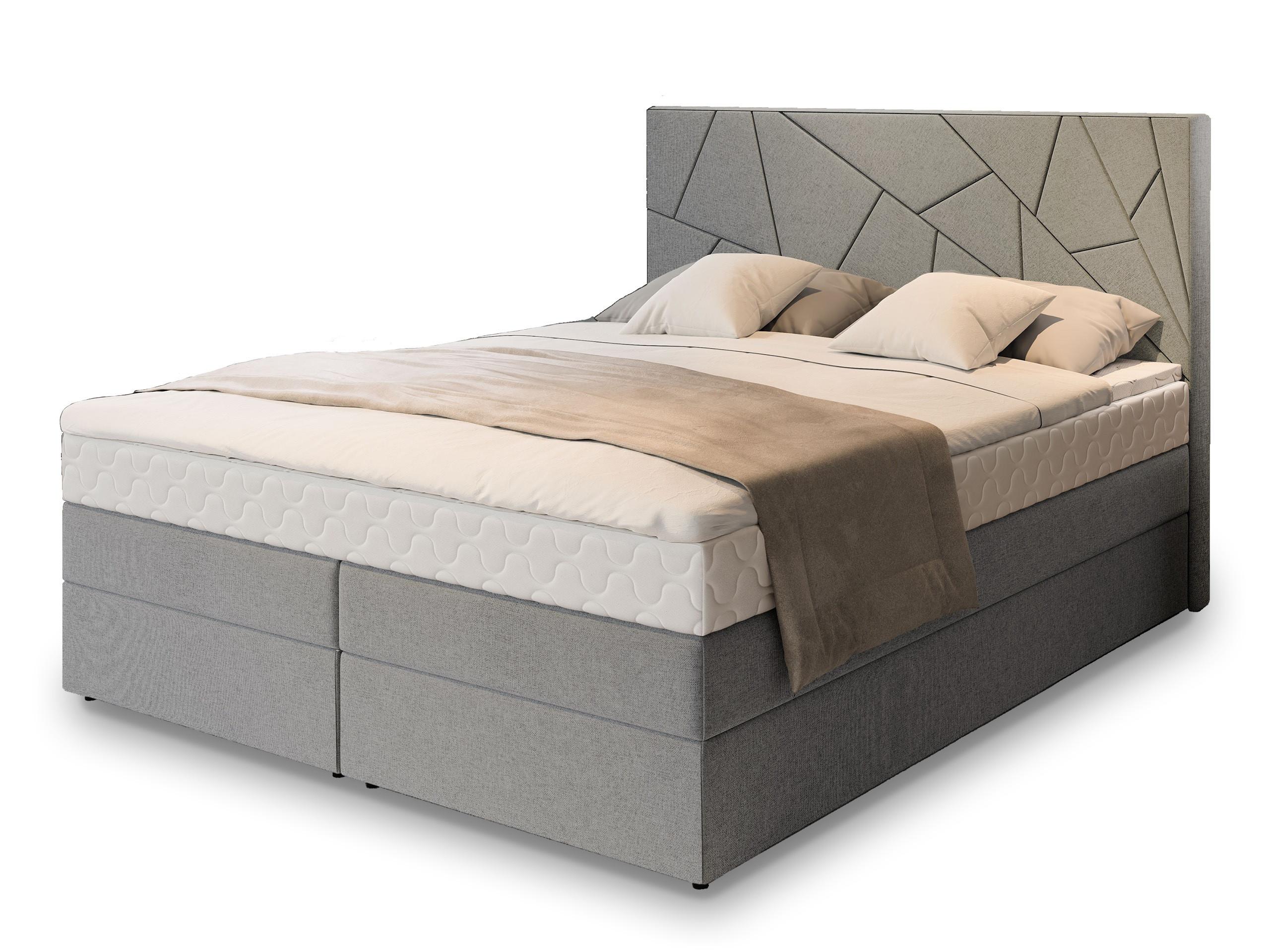 BOXBETT TRANI 140x200 cm mit Matratze und Topper - Hellgrau - Hellgrau, Holz (140/200cm) - MASSENO