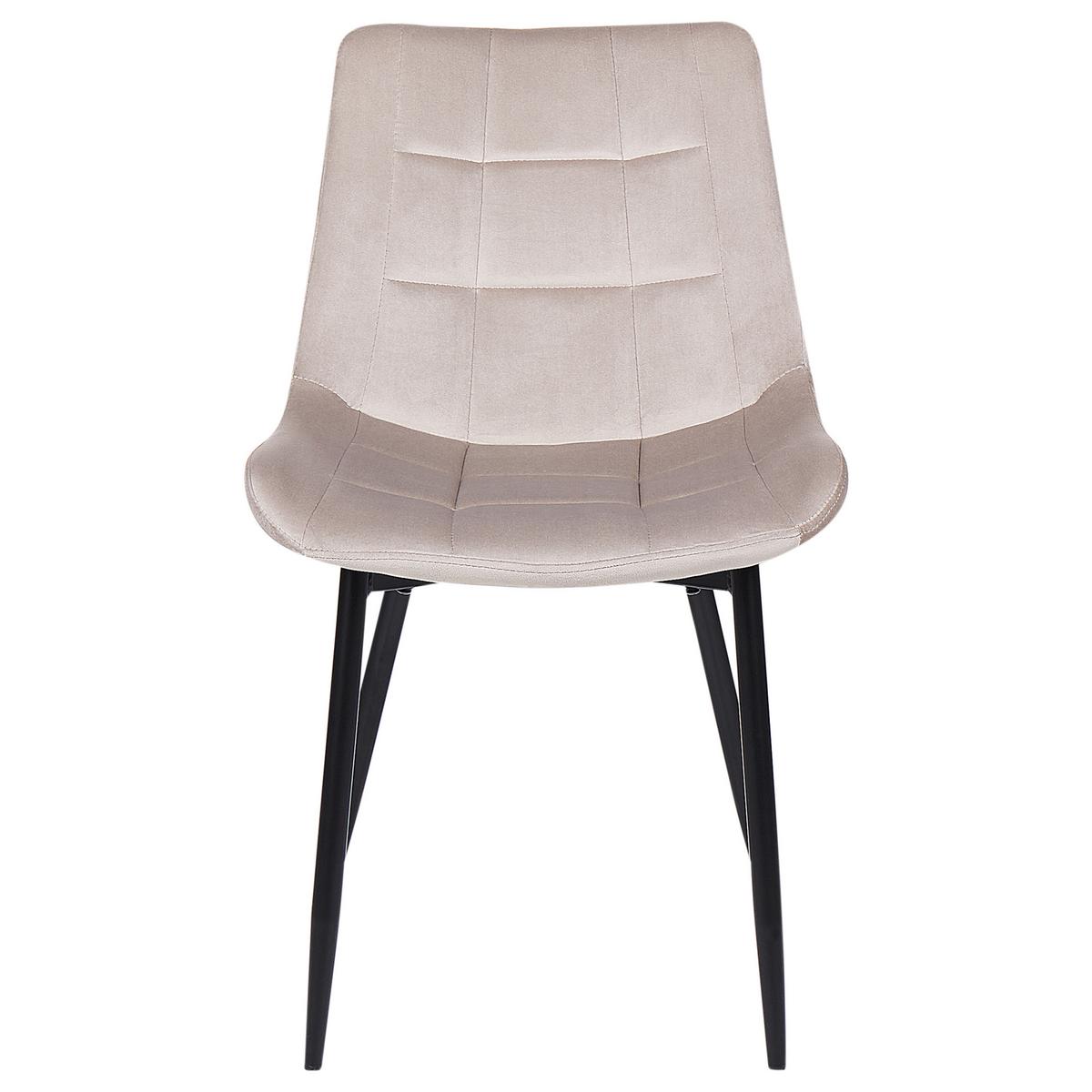 ESSZIMMERSTUHL 2er-Set Samtstoff taupe Melrose - Beige/Schwarz, Textil (55/85/61cm) - Beliani