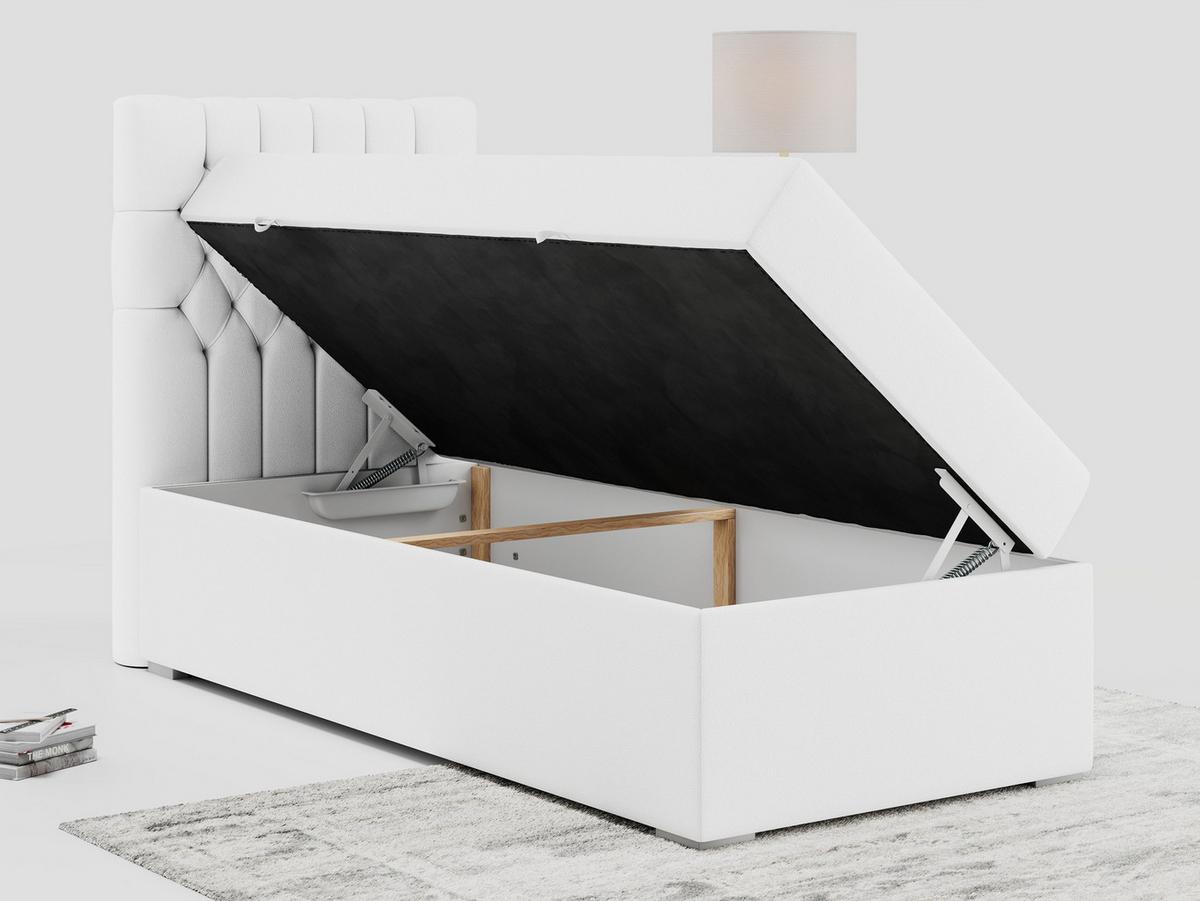 BOXBETT PERA 90/200 Weiß Kunstleder - H4 - Links Seite - Weiß, Holz/Textil (90/200cm) - MKS