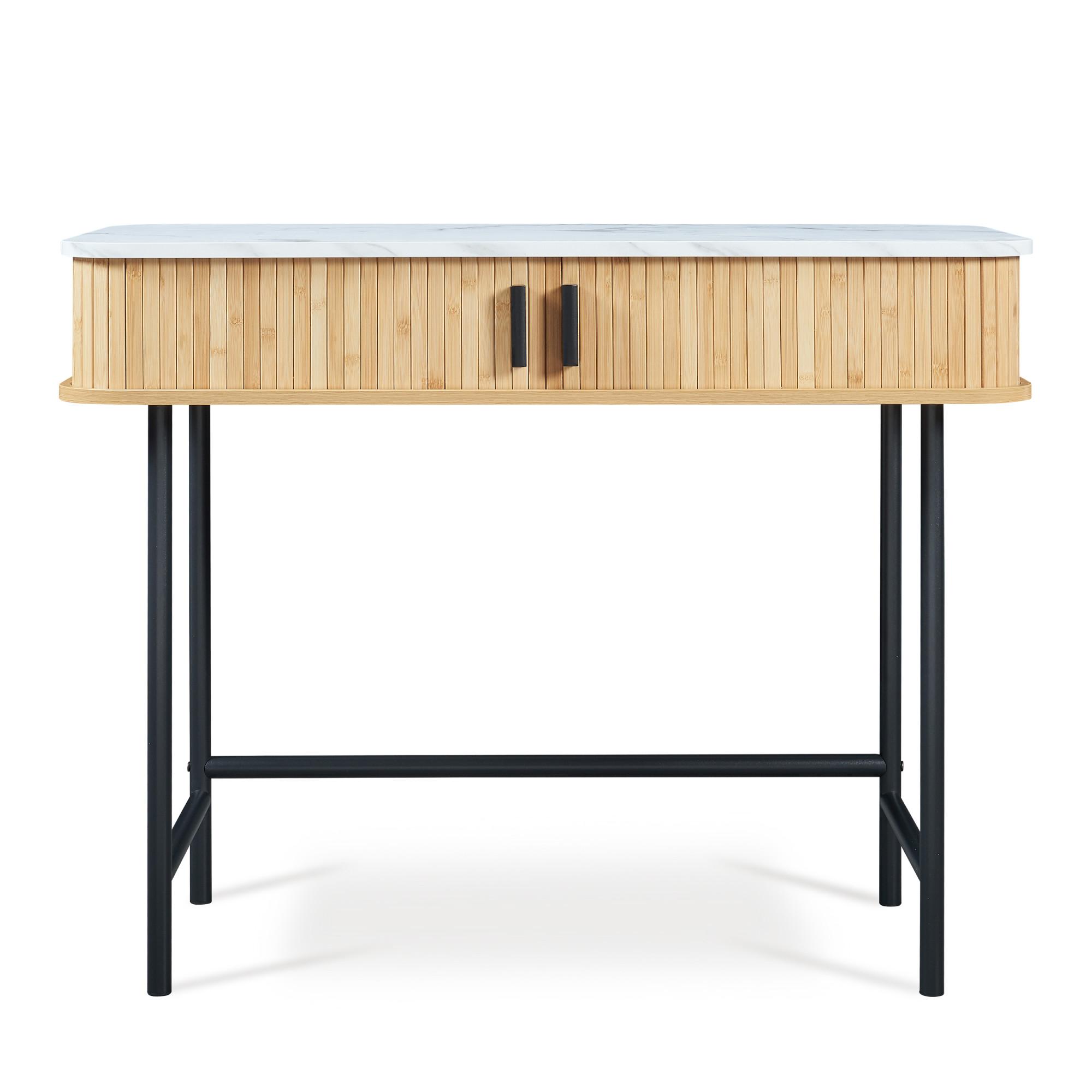 KONSOLENTISCH Tvedestrand - Schwarz/Weiß, Holzwerkstoff/Metall (50/100/76cm) - [en.casa]