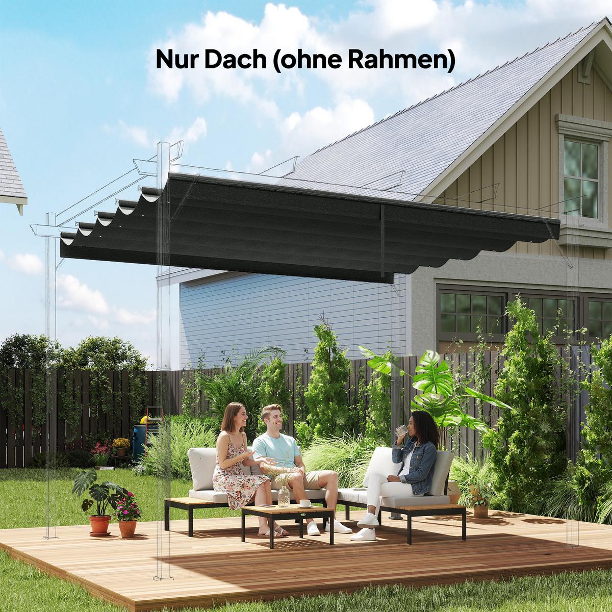 ERSATZDACH, Polyester, Dunkelgrau - Dunkelgrau, Kunststoff (255/6/250cm) - Outsunny