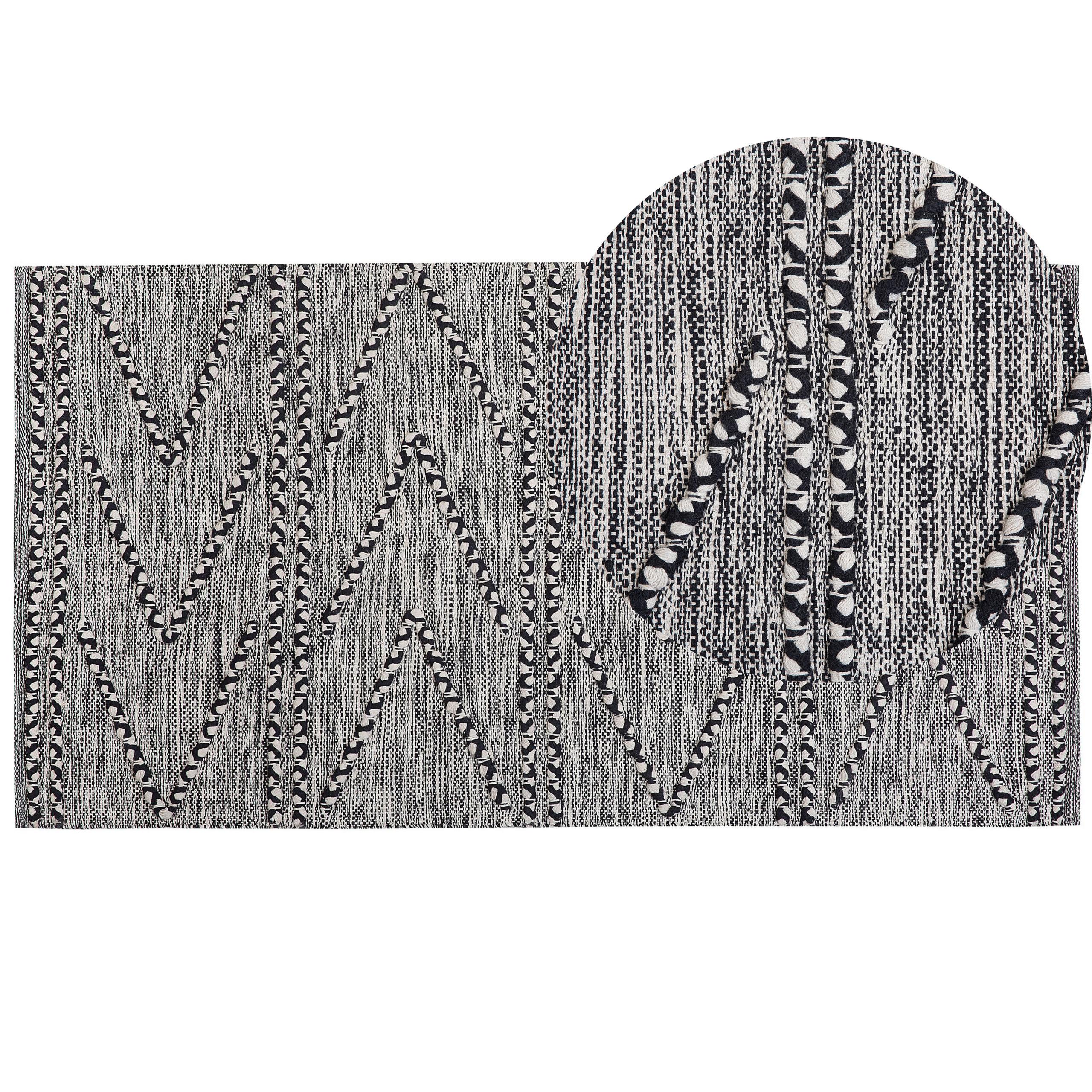 TEPPICH geflochten Termal 150/80 cm - Schwarz, Textil (80/150cm) - Beliani