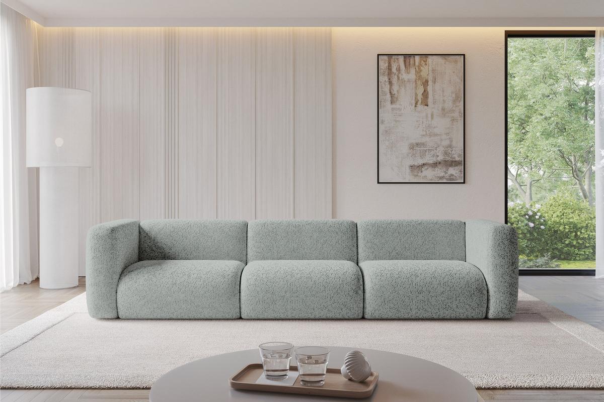 MODULARES Sofa 3-SITZER MIRA-S2 319x89x70 Grün cm Velours - Schwarz/Hellgrün, Holzwerkstoff/Kunststoff (319/70/89cm) - ALTDECOR