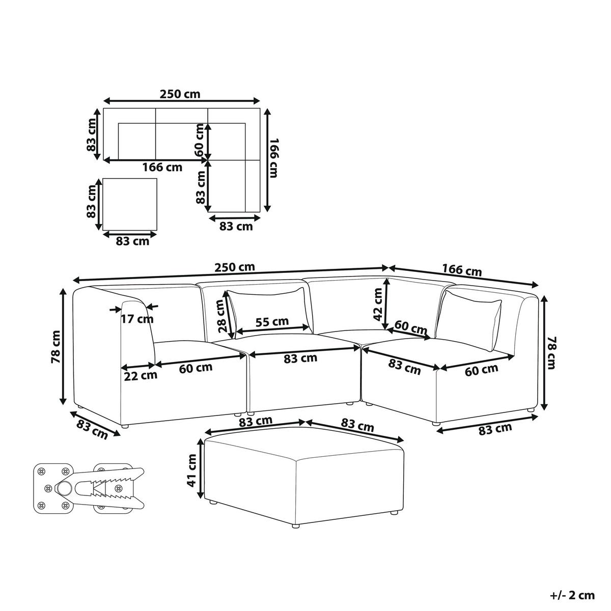 ECKSOFA Modul 4-Sitzer linksseitig Grün Cord mit Ottomane Lemvig - Grün, Textil (250/166cm) - Beliani