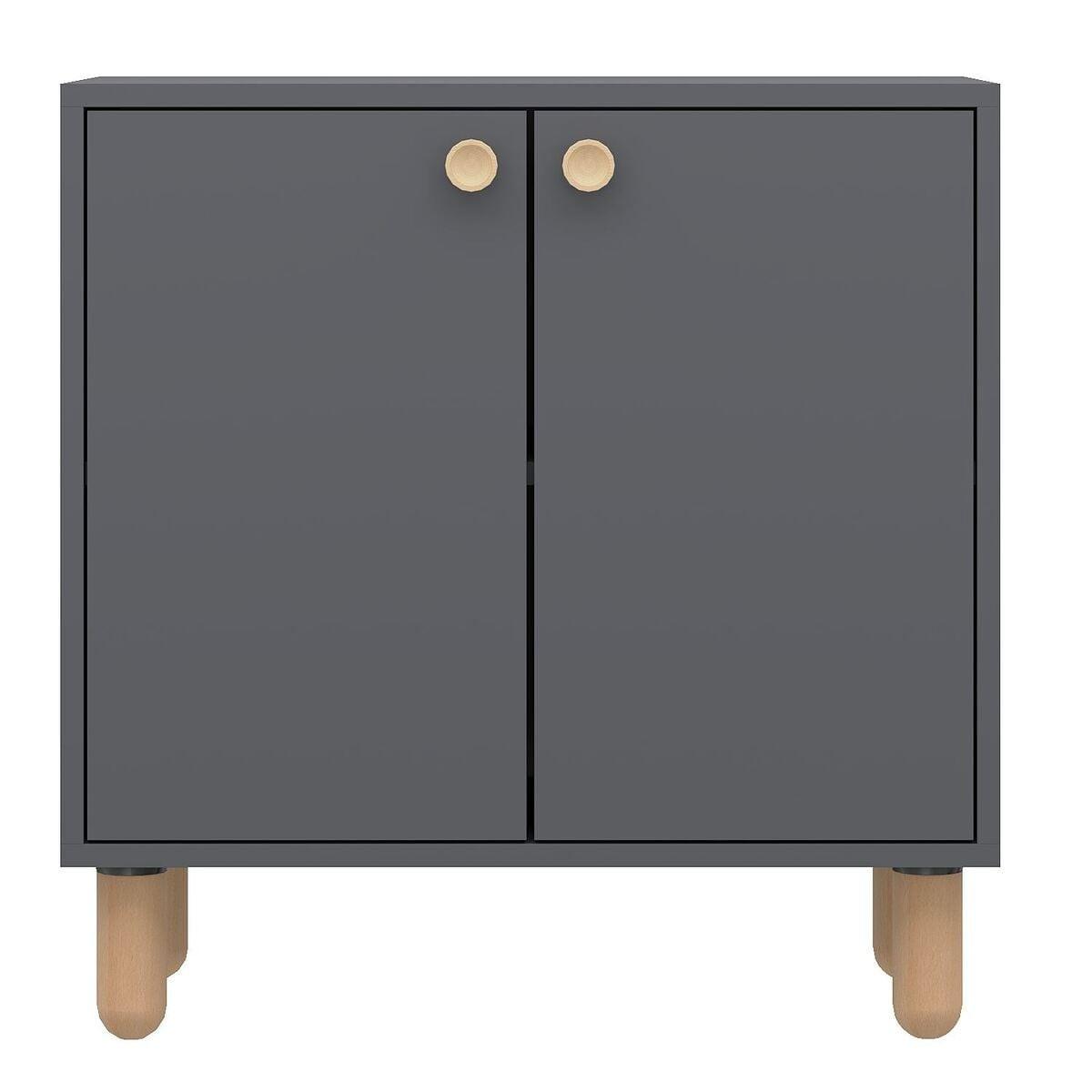 SIDEBOARD mit 2 Türen und Füßen aus massivem Buchenholz 36/72/73 cm - Anthrazit, Holzwerkstoff (36/73/43cm) - Calicosy