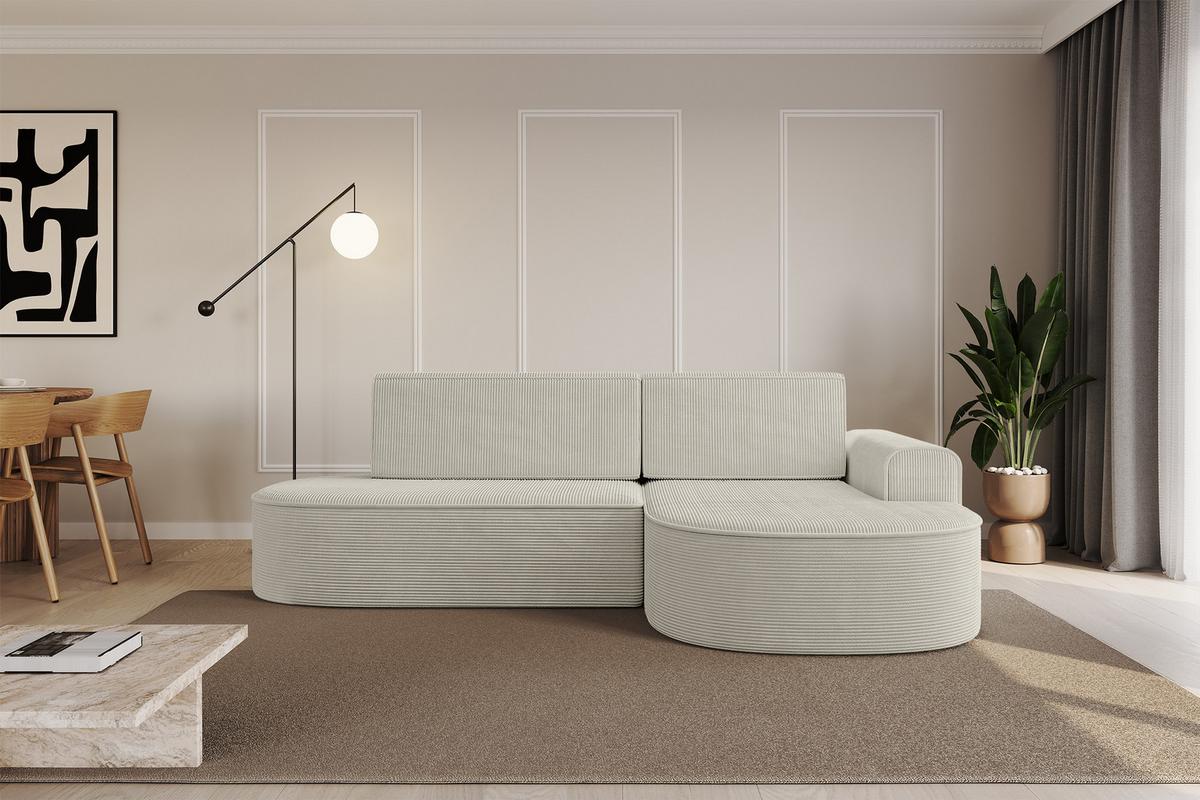 ECKSOFA mit Schlaffunktion und Bettkasten Ottomane Rechts MARI-L1-S - 283x167x73 cm Beige Cord - Schwarz/Cappuccino, Holzwerkstoff/Kunststoff (167/283cm) - ALTDECOR