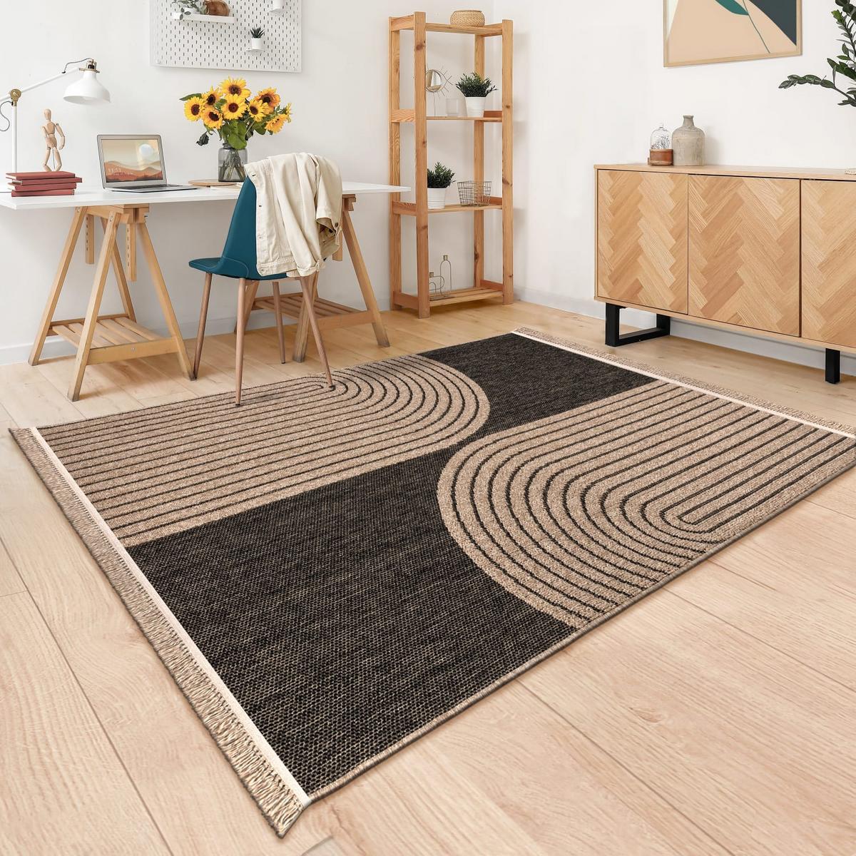 OUTDOORTEPPICH Blatt Anthrazit 160 x 220 cm - Anthrazit, Kunststoff (160/220cm) - TT Home