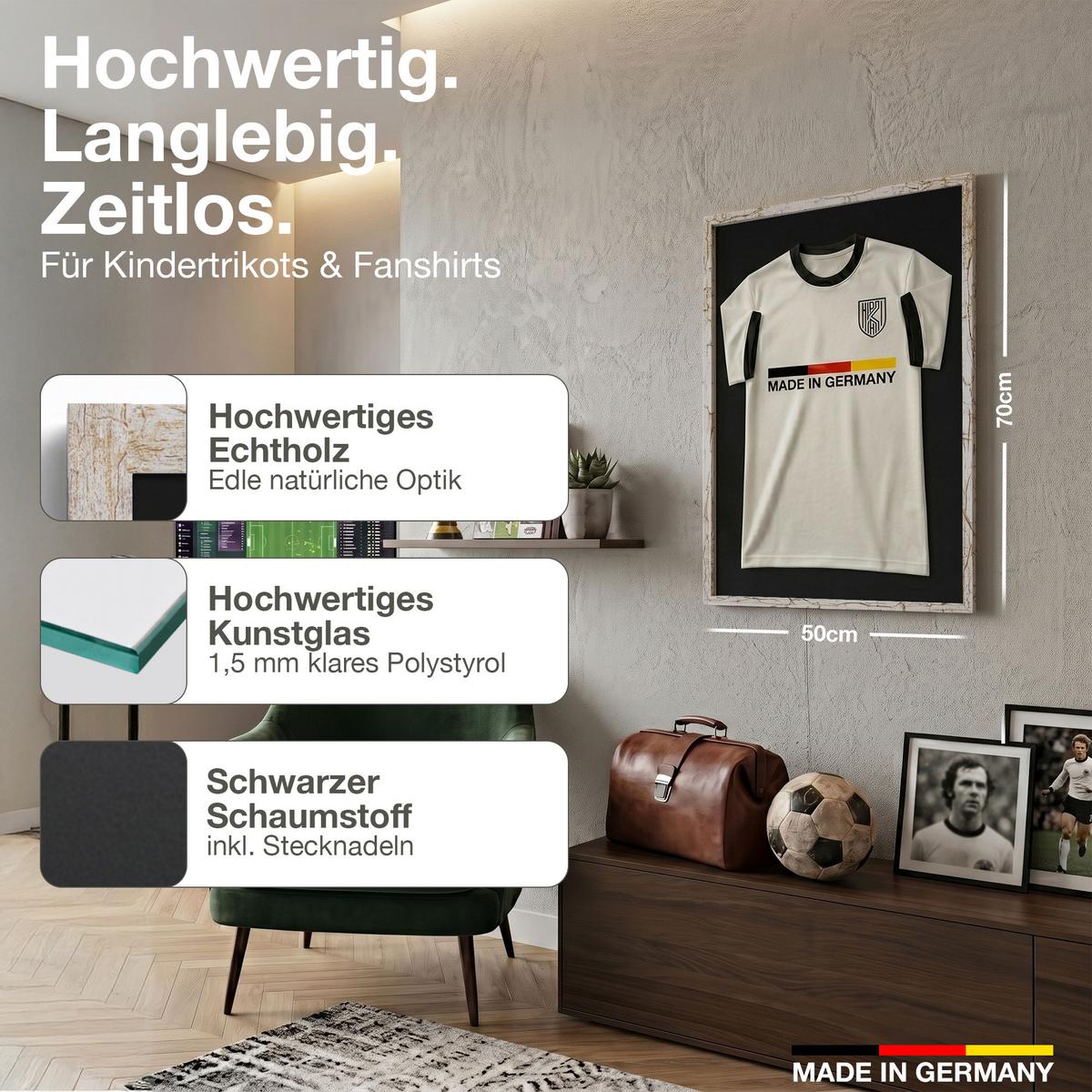 TRIKOTRAHMEN 50/70 mit schwarzem Hintergrund - Multicolor, Holz (50/70cm) - K-Möbel