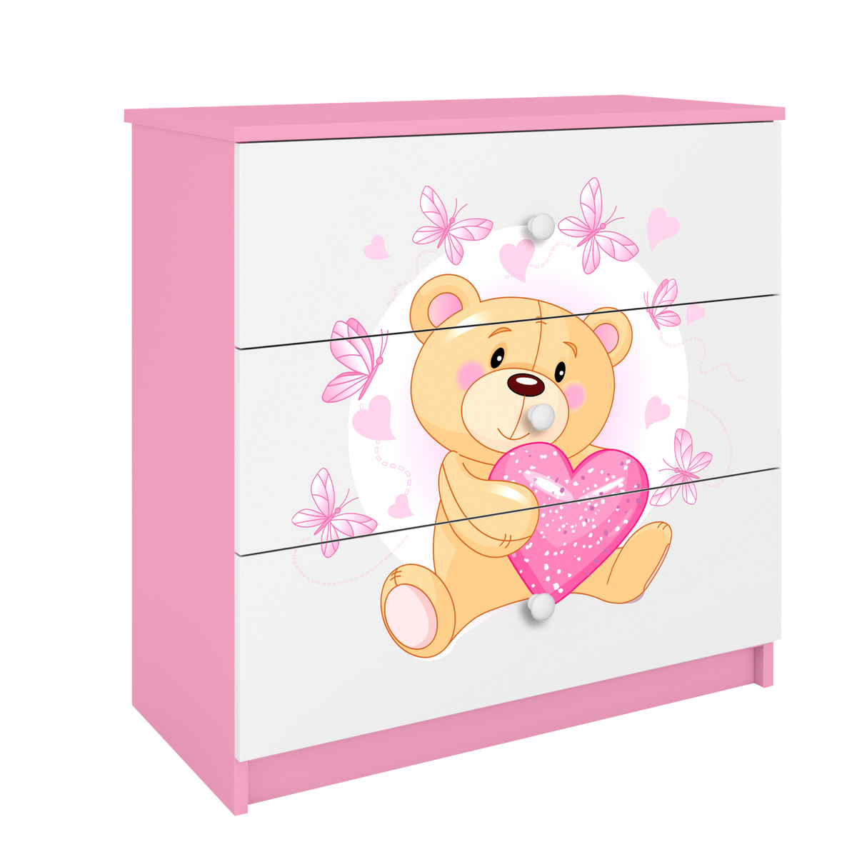 KOMMODE Babydreams Teddybär II 81/81/41 - Rosa, Holzwerkstoff (81/81/41cm) - RAUMHIRSCH FURNITURE