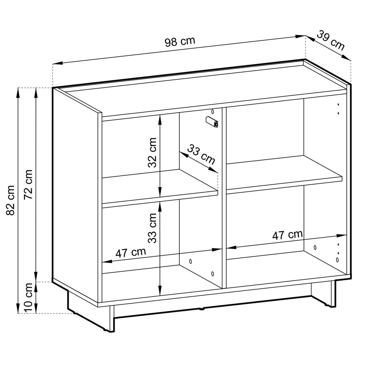 SIDEBOARD Yasumi 2-türig 98 cm - Eichefarben, Holzwerkstoff (98/82/39cm) - Selsey