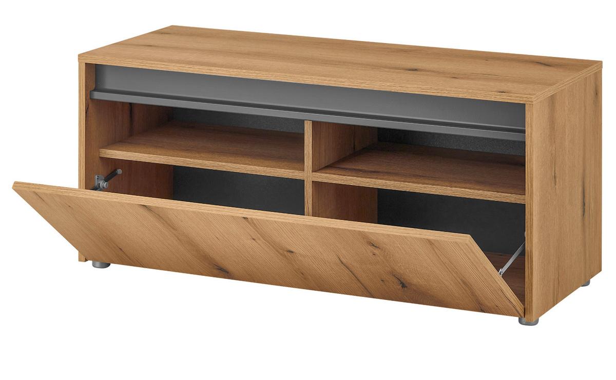 GARDEROBENBANK Evoke Eiche, grau 100 cm, Garderobe Sitzbank mit Stauraum - Eichefarben/Schwarz, Holzwerkstoff/Kunststoff (100/45/45cm) - Furn.Design