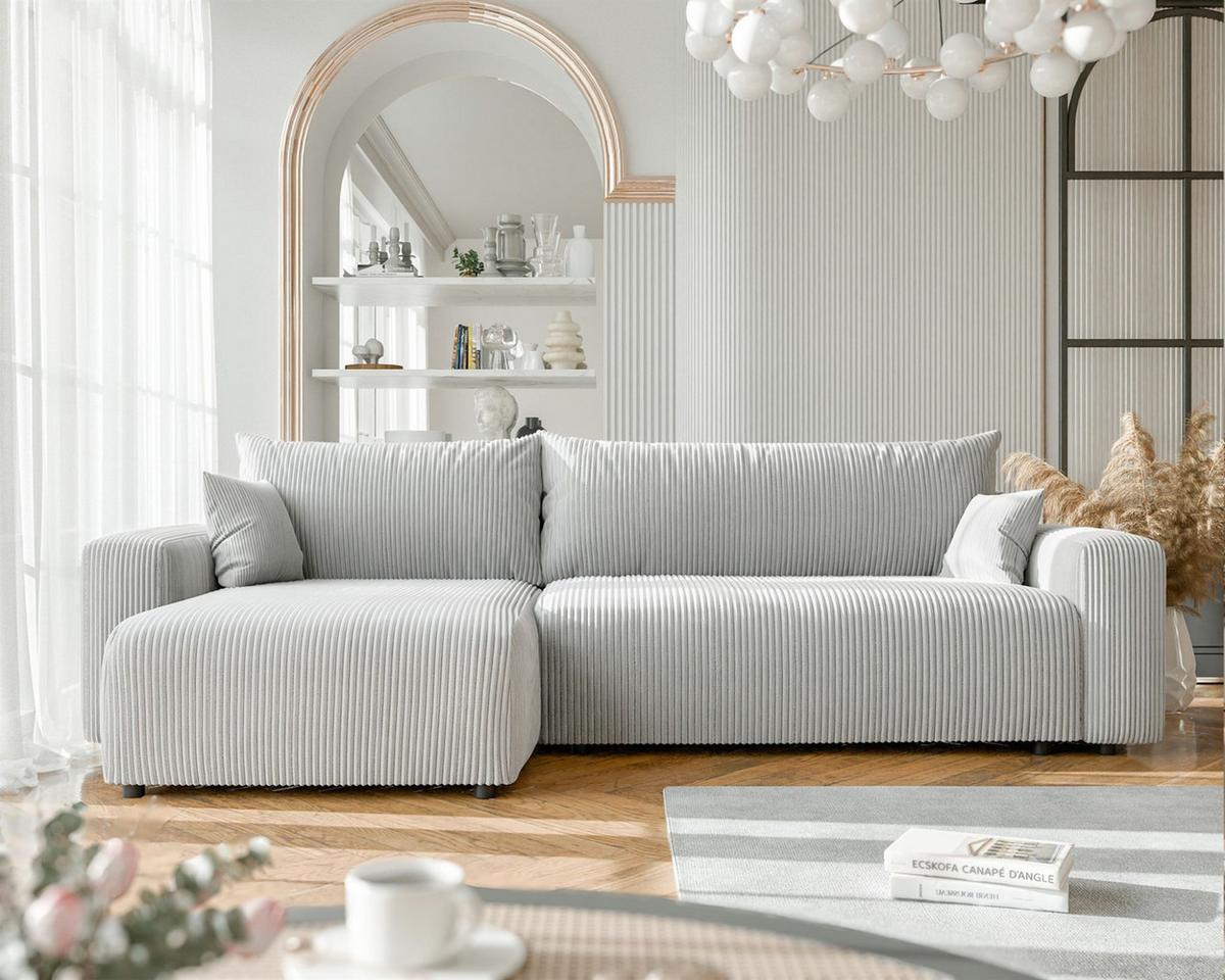 ECKSOFA Luna Max Mit Schlaffunktion - Hellgrau, Holzwerkstoff/Textil (278/145cm) - Fun Möbel