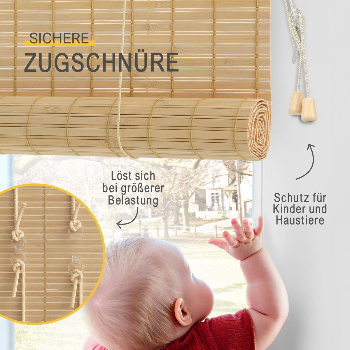 BAMBUSROLLO SolDecor BR7 90x160cm Natur - Naturfarben, Holz (90/160cm) - Sol Royal