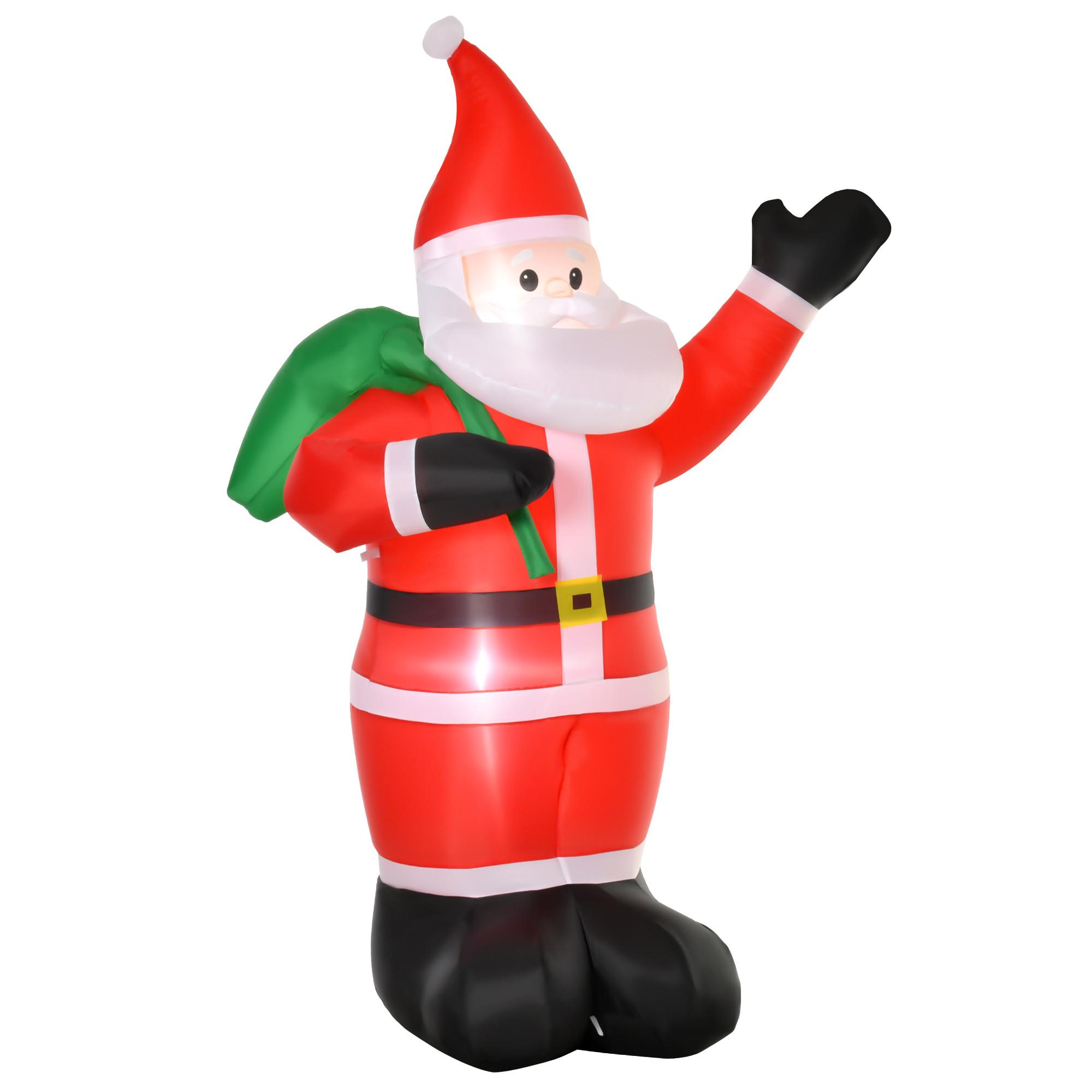 AUFBLASBAR Weihnachtsdeko 2,4 m Weihnachtsmann mit LED-Beleuchtung Gartendeko - Rot, Kunststoff (100/240/140cm) - HOMCOM