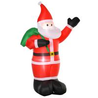 AUFBLASBAR Weihnachtsdeko 2,4 m Weihnachtsmann mit LED-Beleuchtung Gartendeko - Rot, Kunststoff (100/240/140cm) - HOMCOM