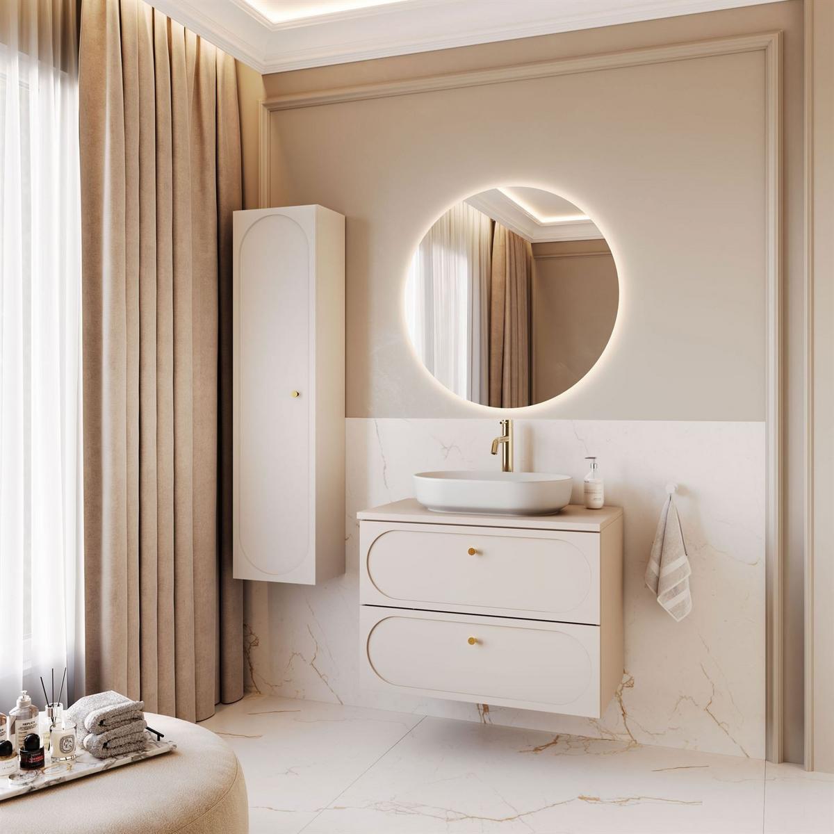 BADEZIMMERSCHRANK IVORY 60 cm - Beige, Holzwerkstoff (60.2/57/46cm) - Lookway