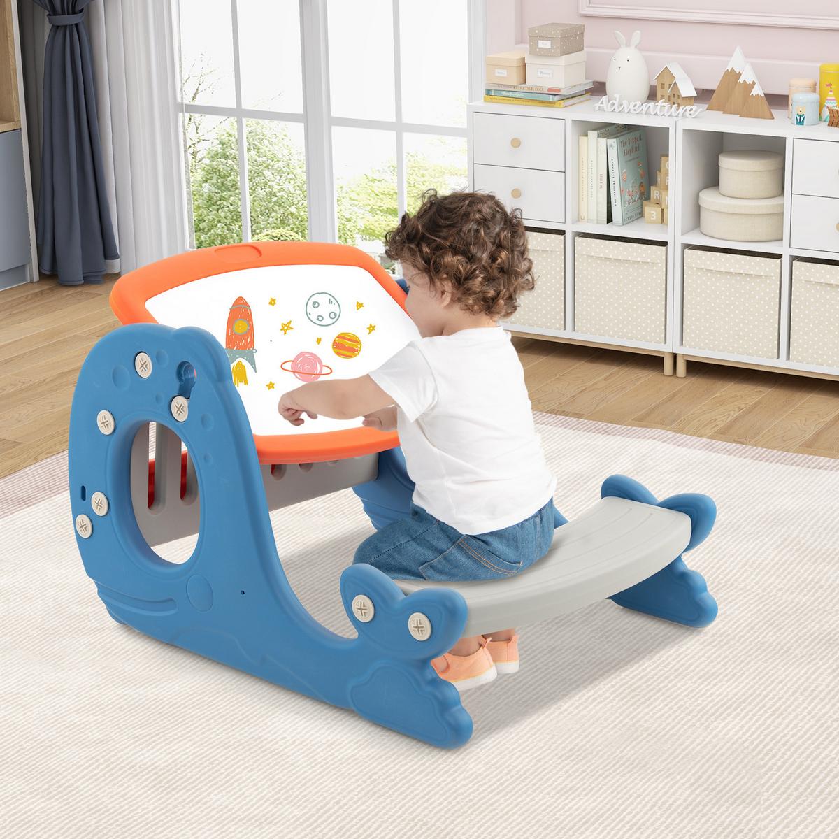KINDERSTAFFELEI Blau - Blau, Kunststoff (67/39/54cm) - COSTWAY