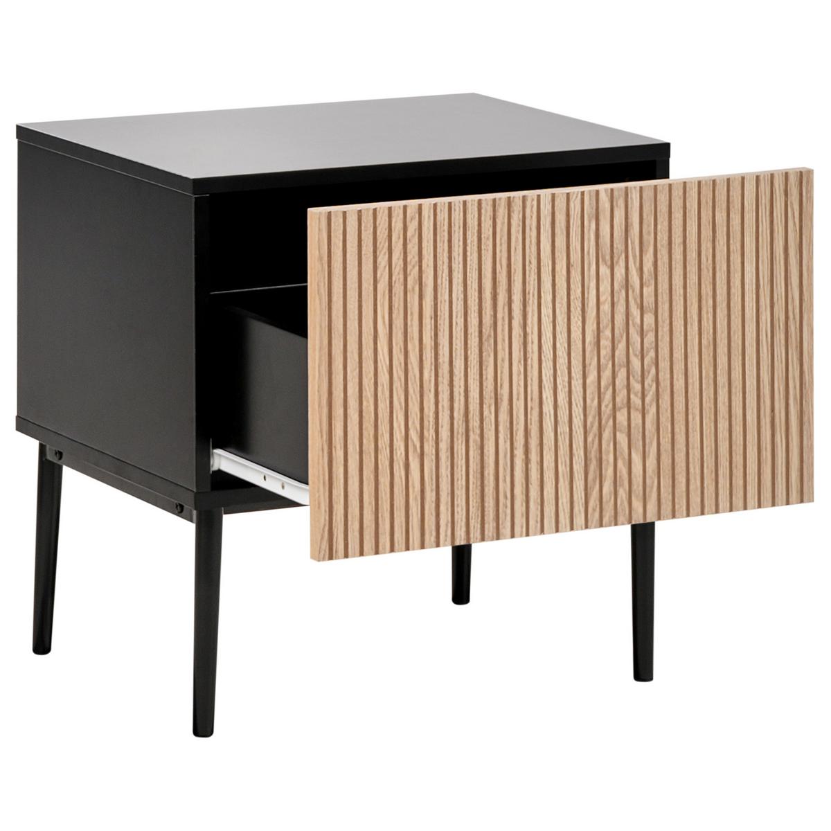NACHTTISCH Schwarz/Braun Blythe - Schwarz/Braun, Holzwerkstoff (48/50/40cm) - Beliani