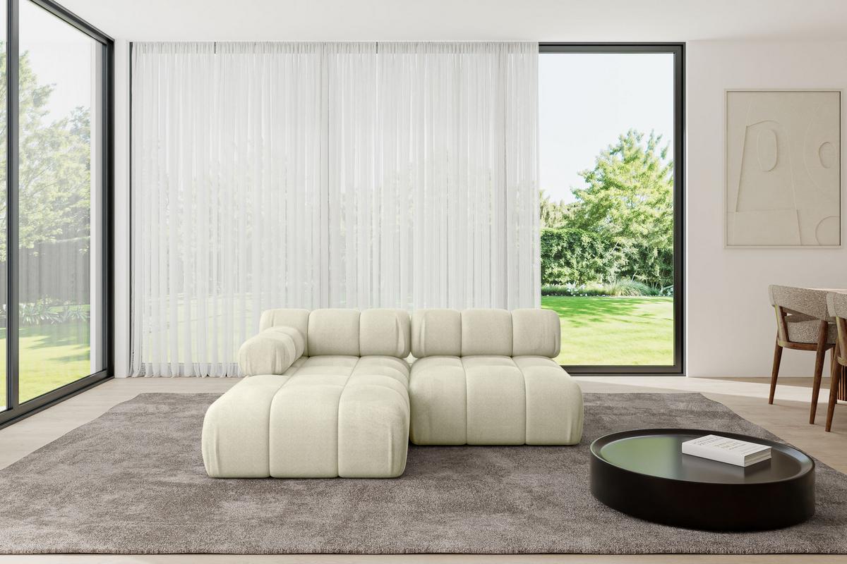 ECKSOFA modulares Sofa Razon-L1 - 190x160x70 cm Beige Velours - Beige, Holzwerkstoff/Textil (190/160cm) - ALTDECOR