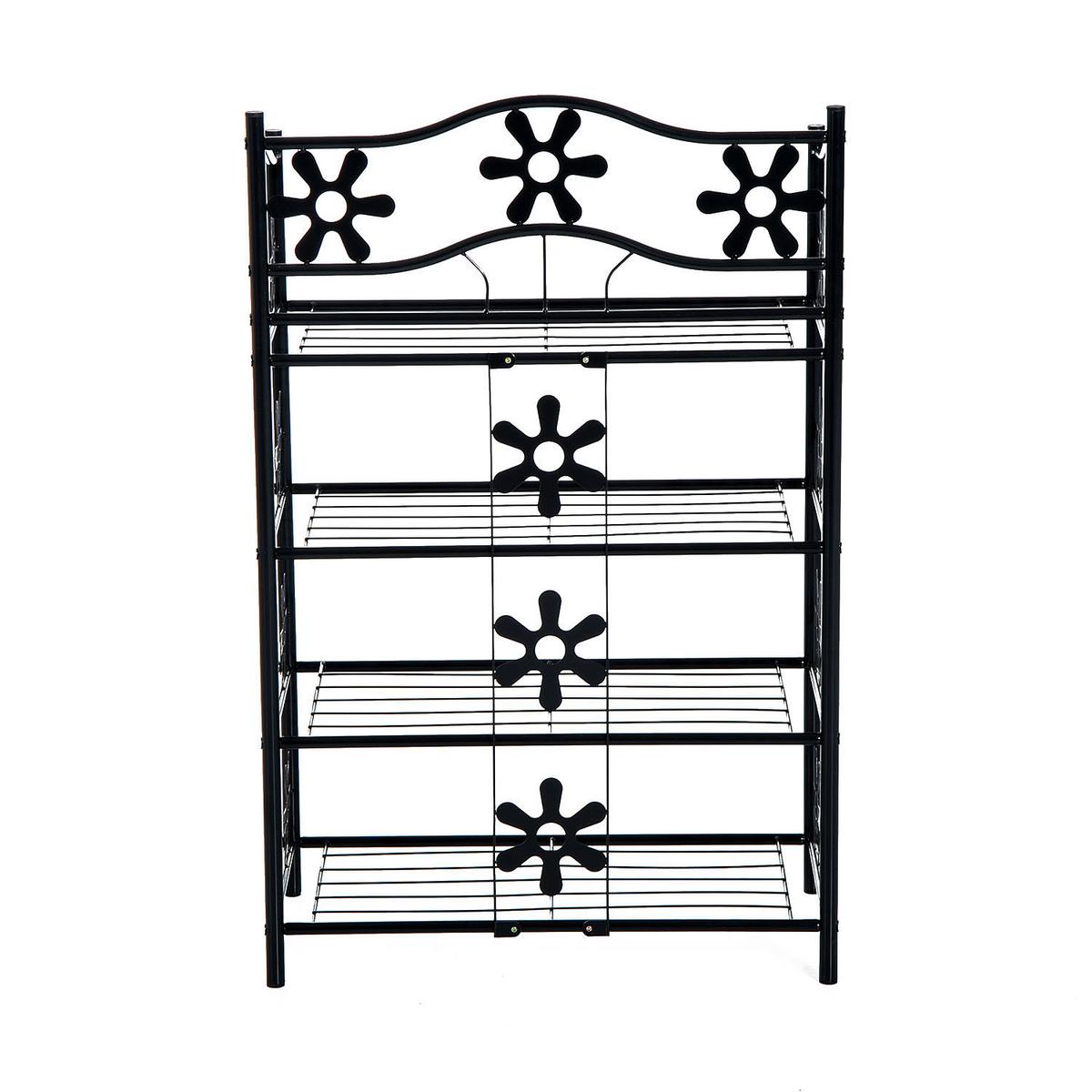 SCHUHREGAL, Standregal, Ständer, 4 Ebenen, Metall, 59,5 x 30 x 92 cm, Schwarz - Schwarz, Metall (30/92/595cm) - HOMCOM