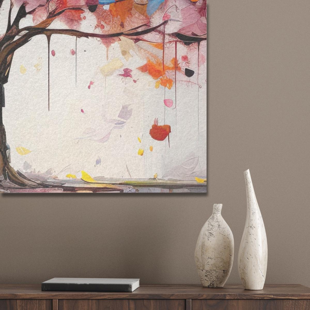 AKUSTIKBILD Aquarell - Baum - Kunst - Abstrakt Wanddeko 70x100 cm - Multicolor, Kunststoff (70/100/0.9cm) - MuchoWow