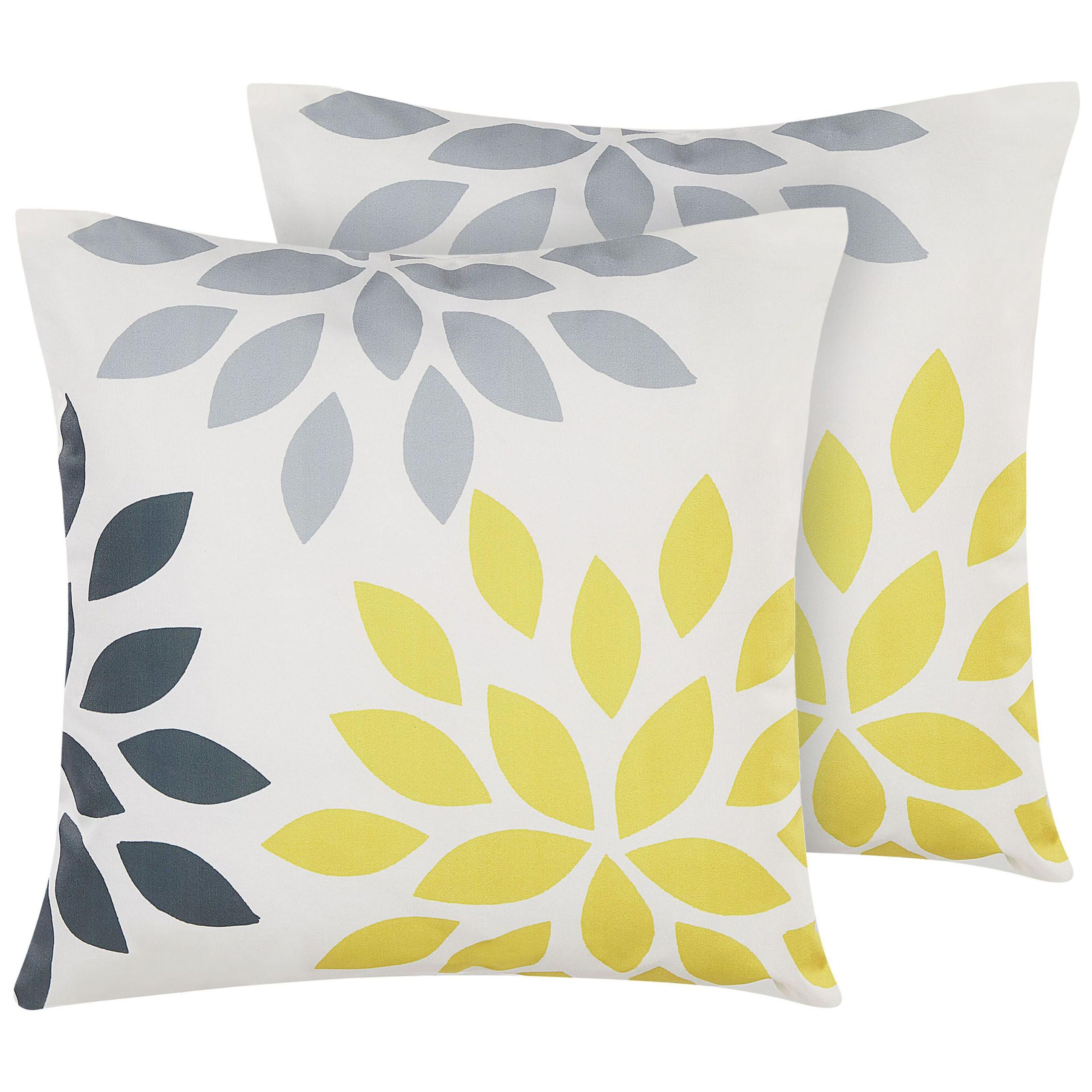 GARTENKISSEN 2er-Set Blättermotiv bunt 45/45 cm Riale - Multicolor, Textil (45/45cm) - Beliani